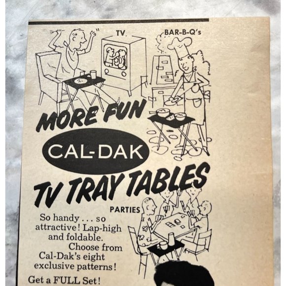 Cal-Dak TV Tray Tables Vintage Print Ad 1955 Chicago IL Home Decor - Picture 4 of 6